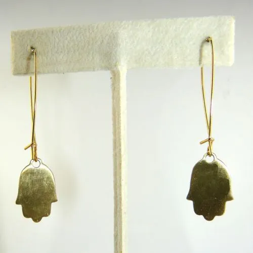 Hamsa Gold Plated Earrings in Patina Finish Orit Grader 821G