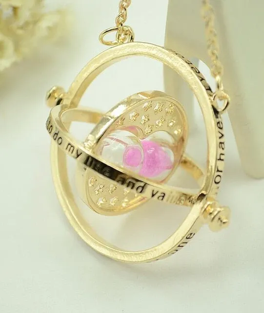 Harri Potter Time Turner Hourglass Necklace Toys For Kid Hermione Granger Magic Red Stone Golden Snitch Harri Potter Necklace