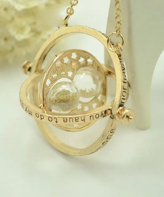 Harri Potter Time Turner Hourglass Necklace Toys For Kid Hermione Granger Magic Red Stone Golden Snitch Harri Potter Necklace