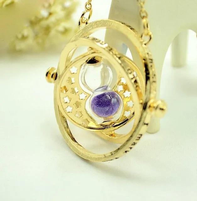 Harri Potter Time Turner Hourglass Necklace Toys For Kid Hermione Granger Magic Red Stone Golden Snitch Harri Potter Necklace