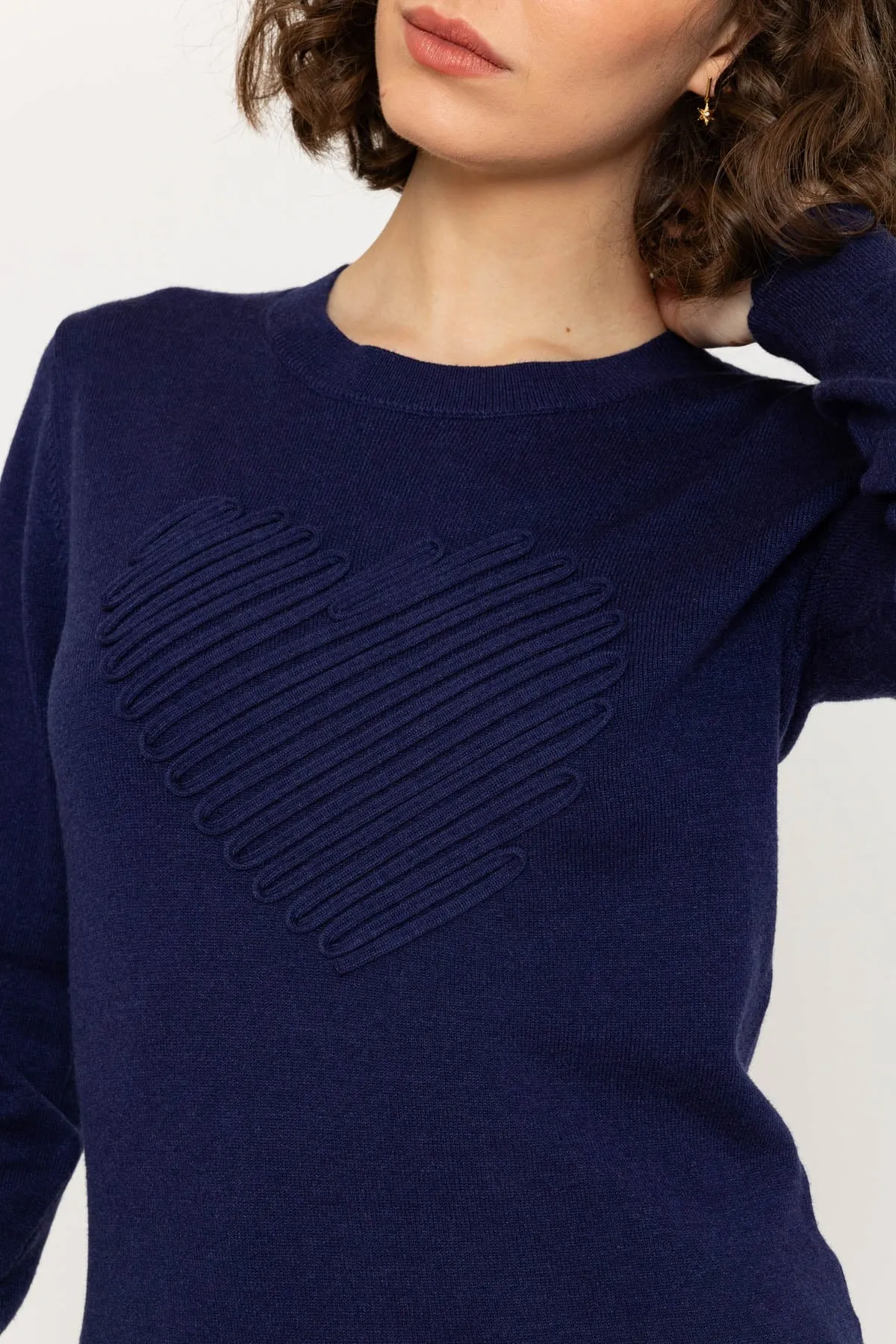 Heart Motif Knit Jumper in Navy