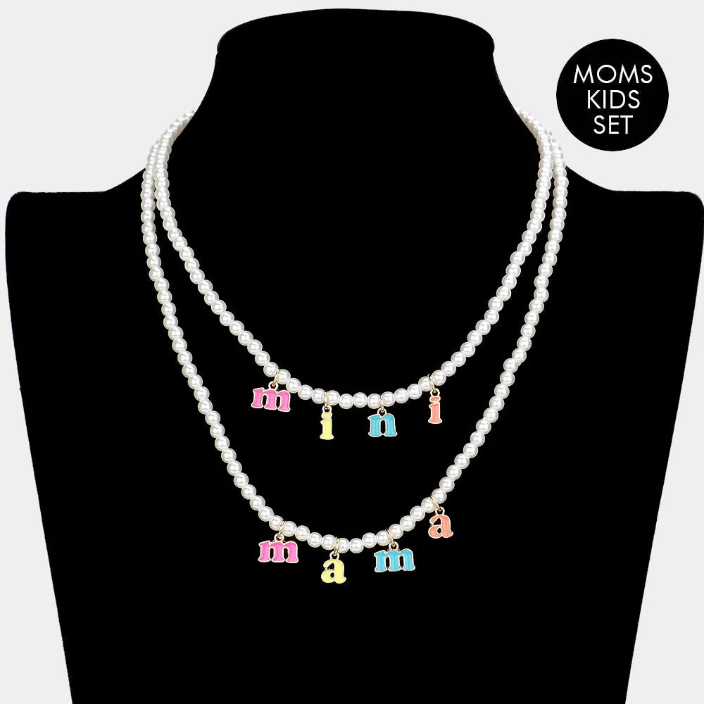 iLLASPARKZ 2PCS -mini mama Pendant Moms and Kids Set Pearl Necklaces