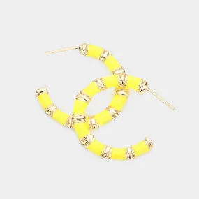 iLLASPARKZ Enamel Metal Bamboo Hoop Earrings