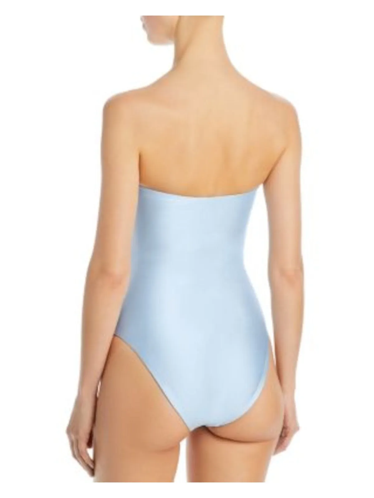 JADE SWIM Women's Light Blue Ruched Ring Alyda Bandeau One Piece Swimsuit