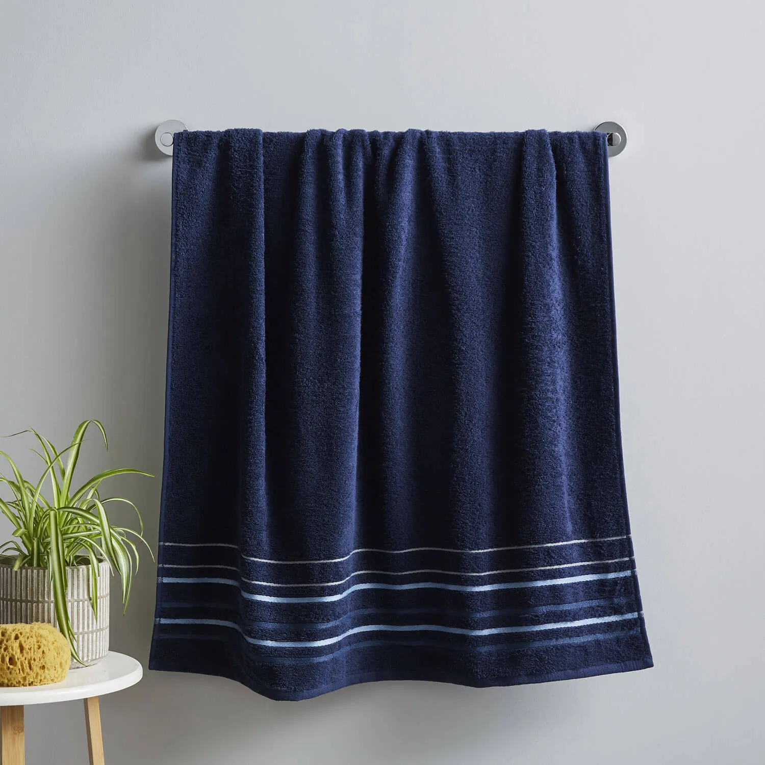 Java Stripe Bath Sheet - Navy