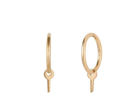 Key Charm Hoop Earrings