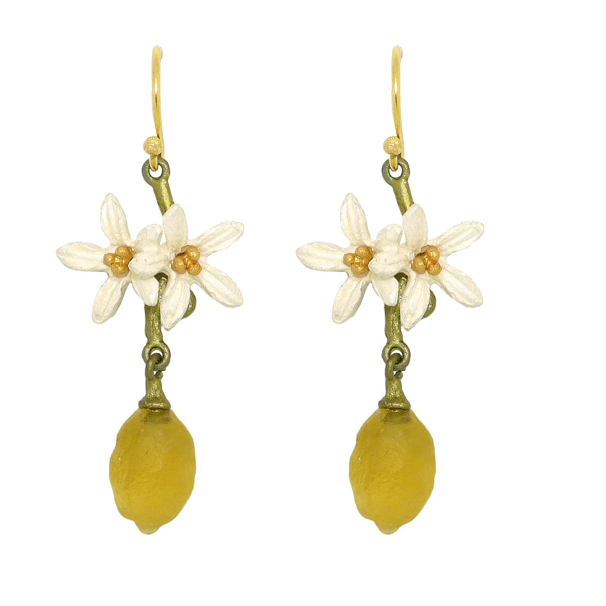 Lemon Drop Dangle Flower Wire Earrings Earrings by Michael Michaud 3318