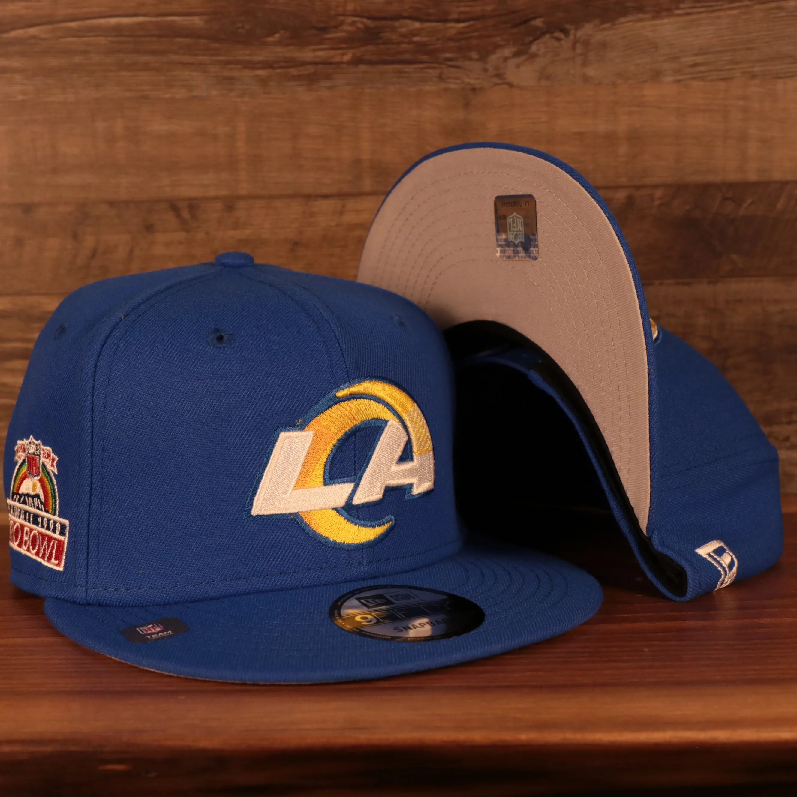 Los Angeles Rams Patch Up 1990 Pro Bowl Side Patch Gray Bottom 9Fifty Royal Snapback Hat