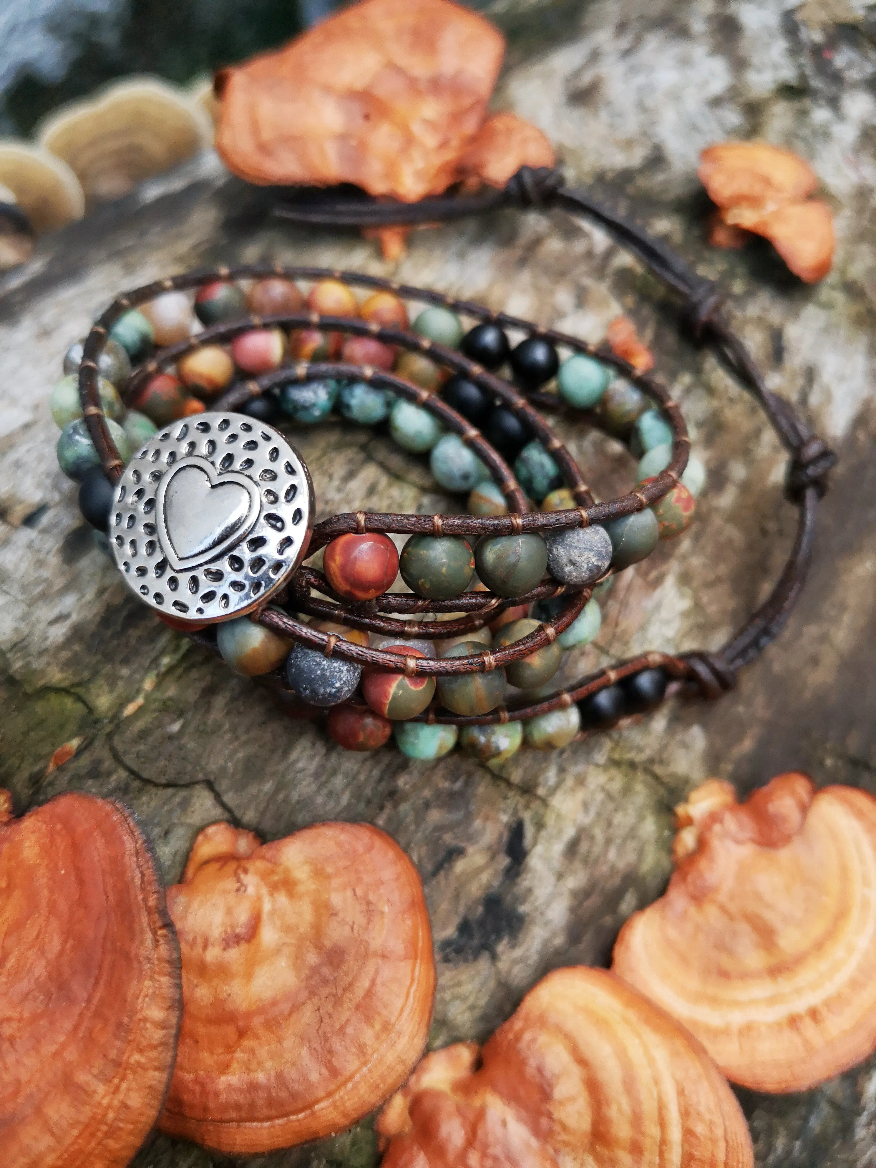 Love Bracelet - Colorful Jasper Mix Stone 3X Wrap Bracelet