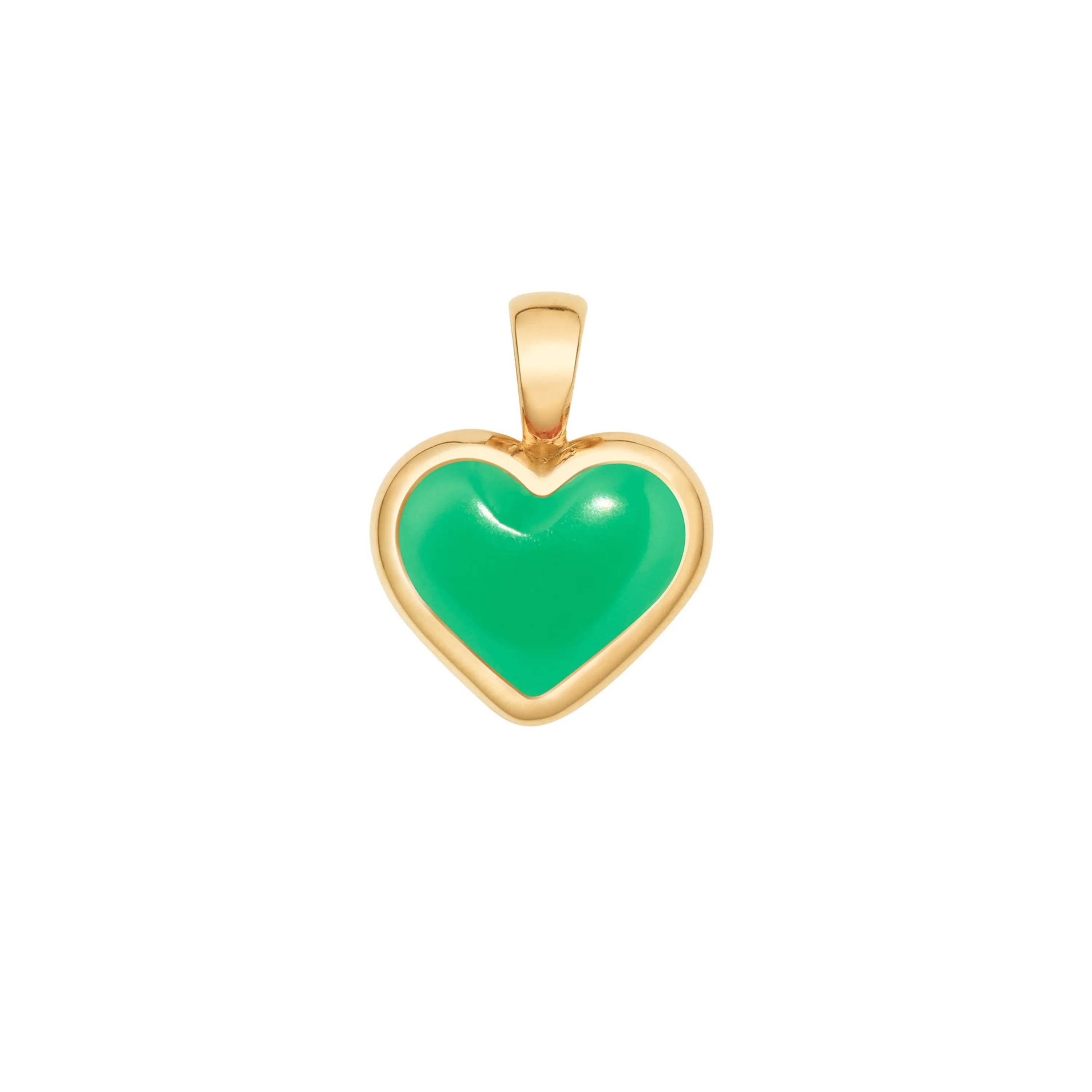 Love sticker charm yellow gold with chrysoprase