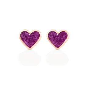 Love sticker studs rose gold with enamel