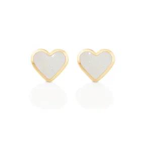 Love sticker studs yellow gold with enamel