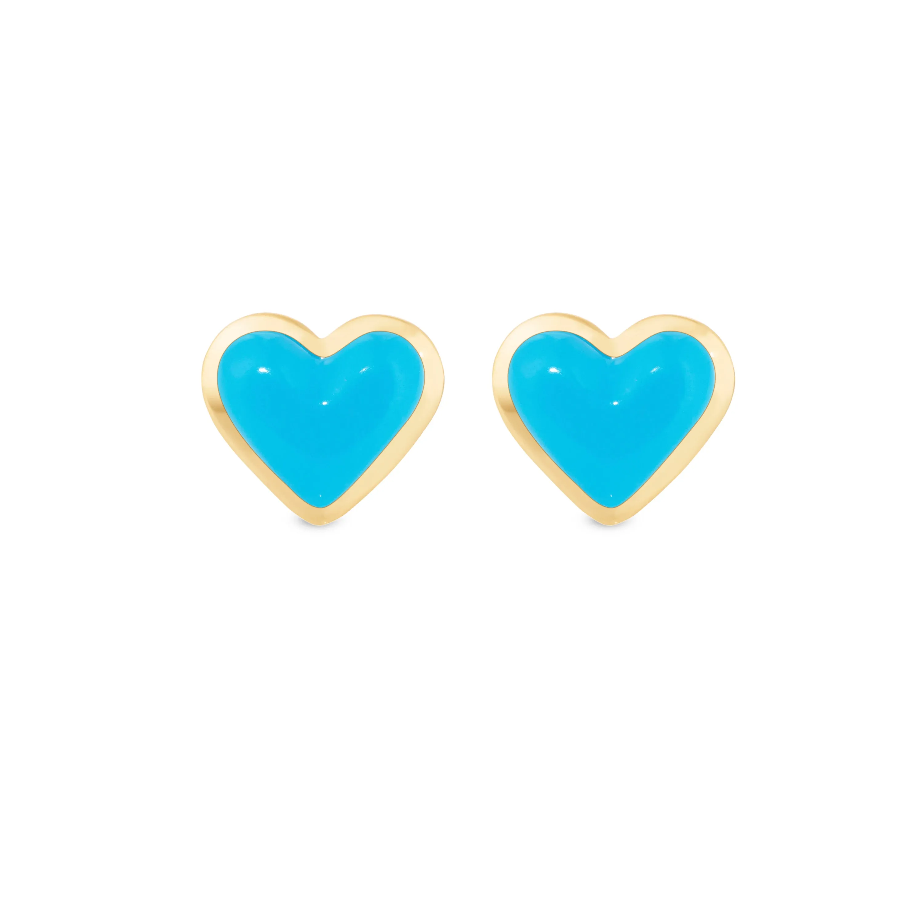 Love sticker studs yellow gold with turquoise