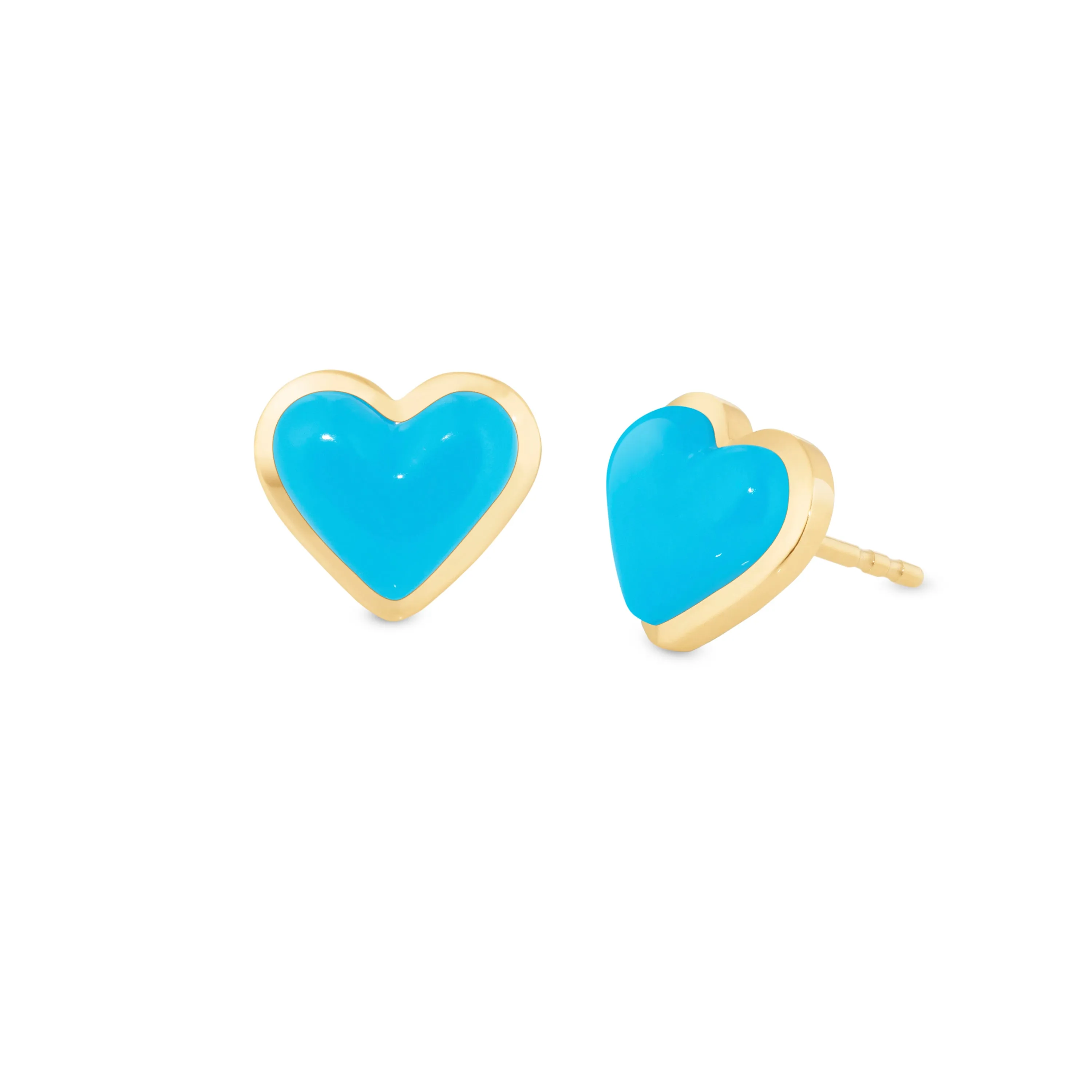 Love sticker studs yellow gold with turquoise