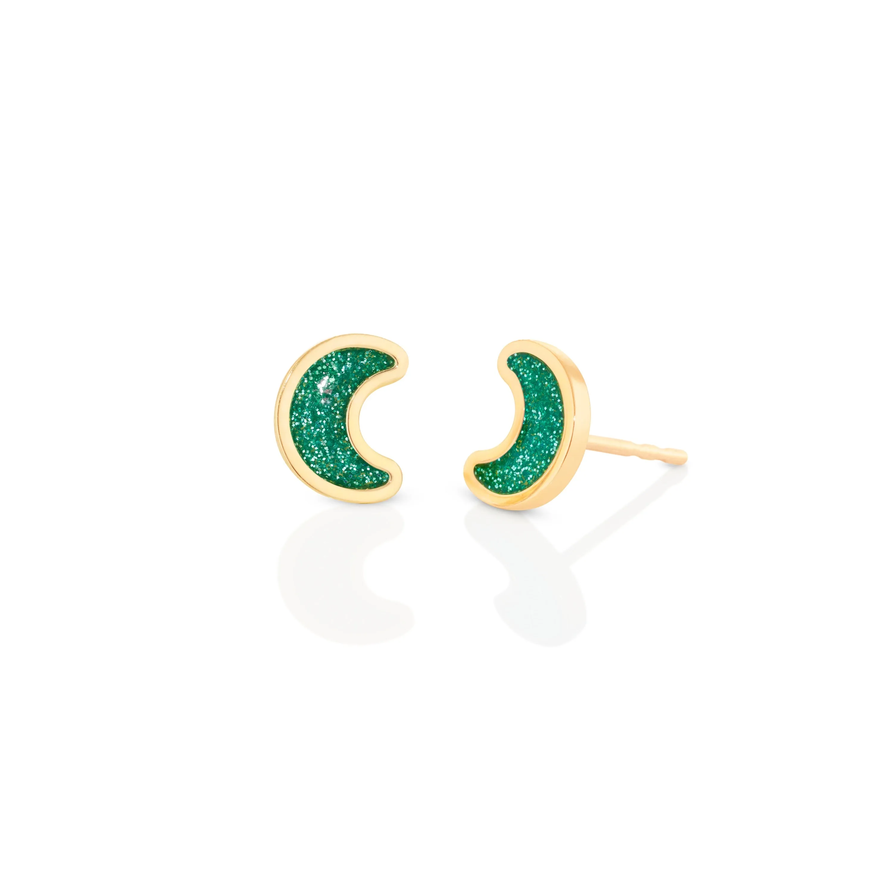 Luna sticker studs yellow gold with enamel