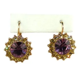 Mariana Handmade Swarovski Crystal Large Round Earrings 1317 4301 Rose Gold Amethyst