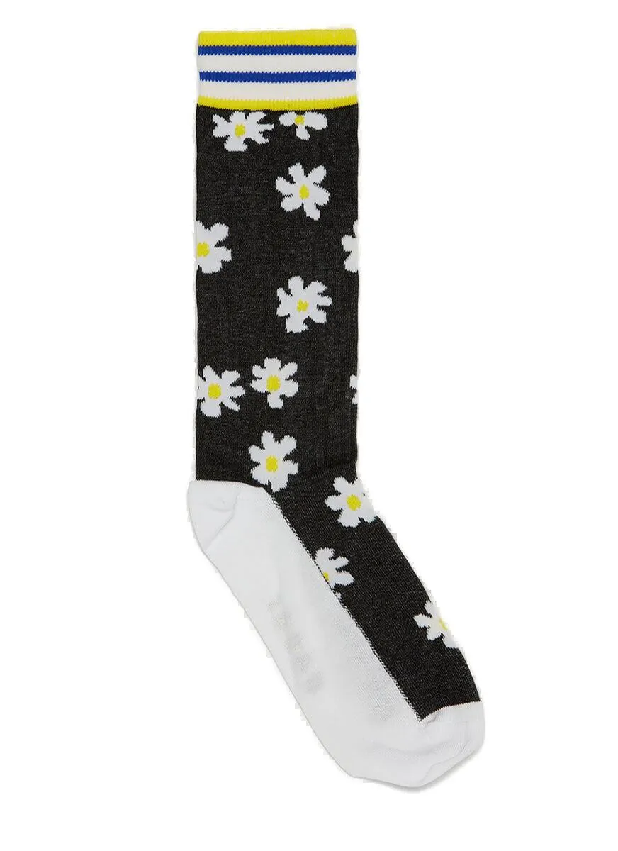 Marni Logo Detailed Floral Motif Socks