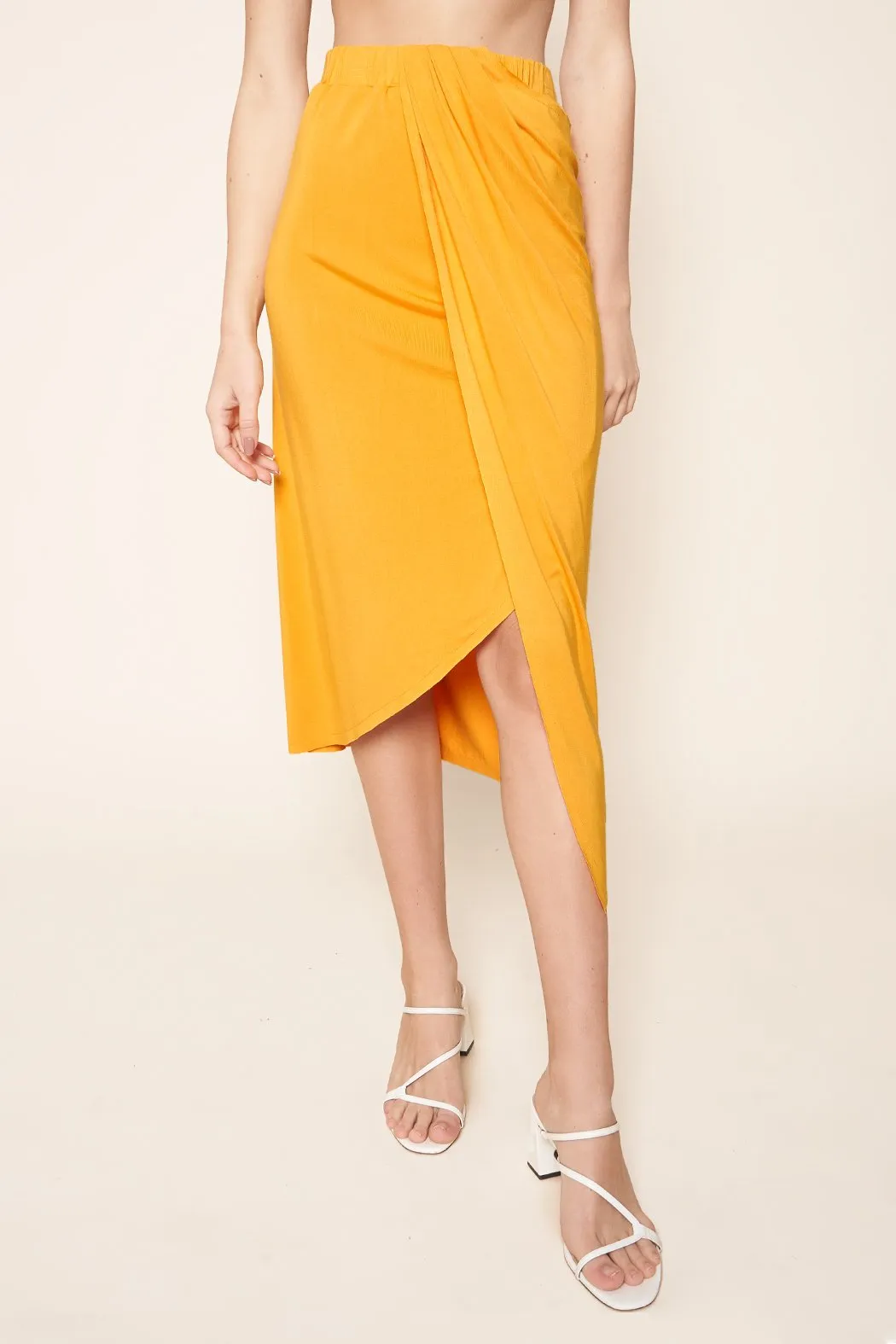 Martinique Midi Sarong Wrap Jersey Knit Skirt