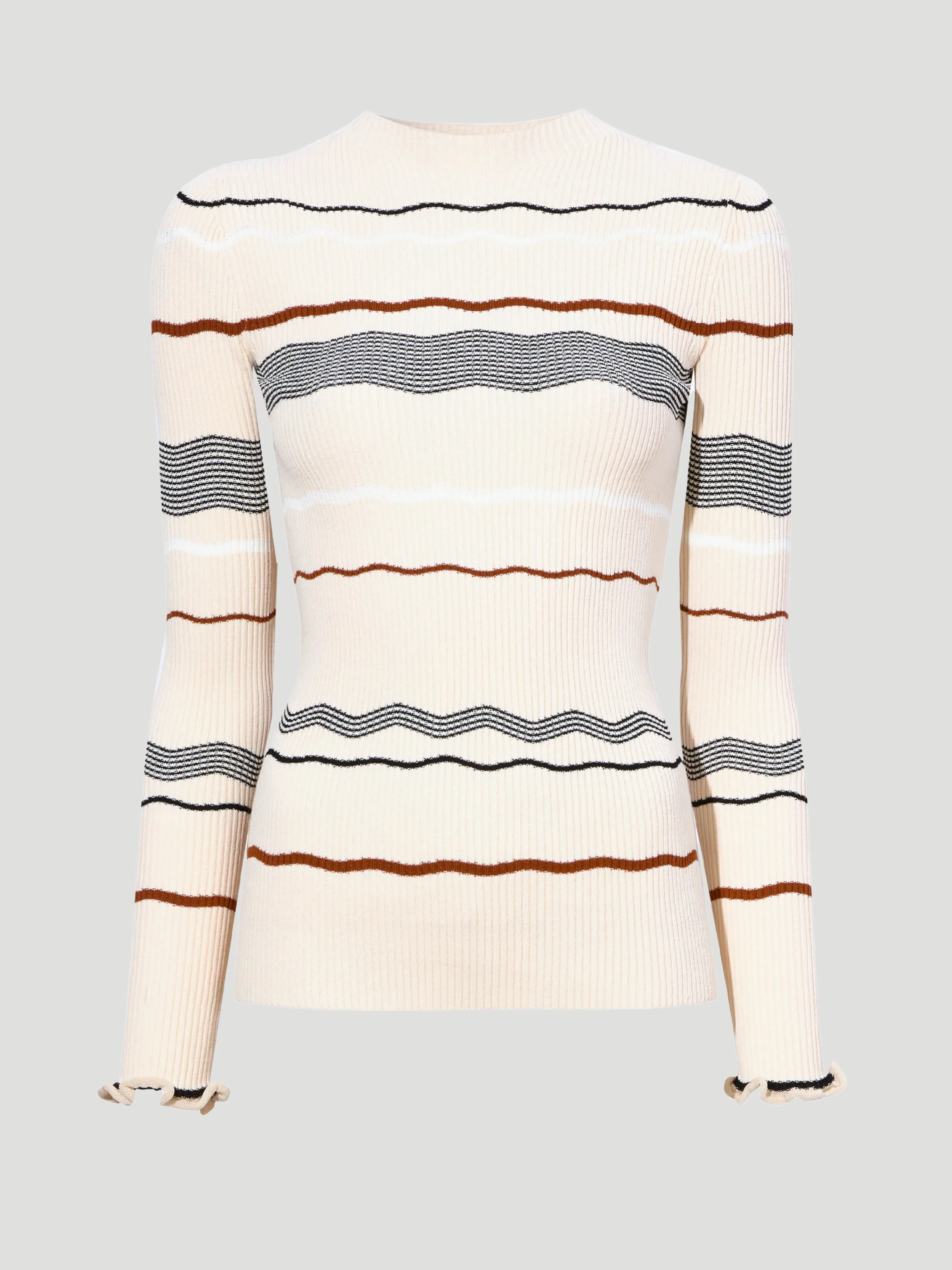 Matte Viscose Stripe Top in Ecru Multi