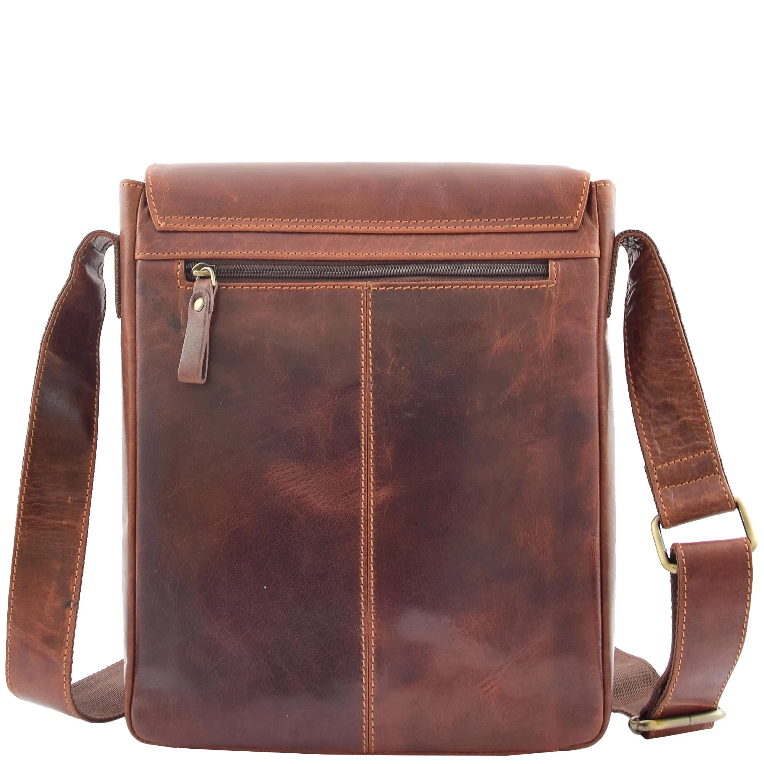 Mens Leather Cross Body Flight Messenger Bag Bratton Brown