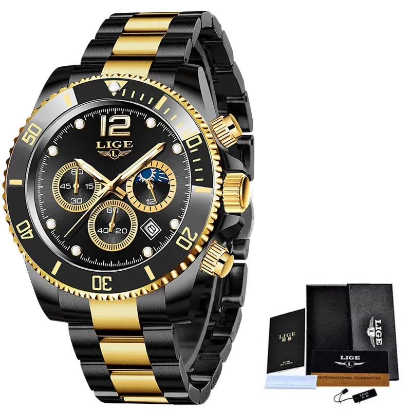 Mens Top Brand Luxury Clock Casual Stainless Steel