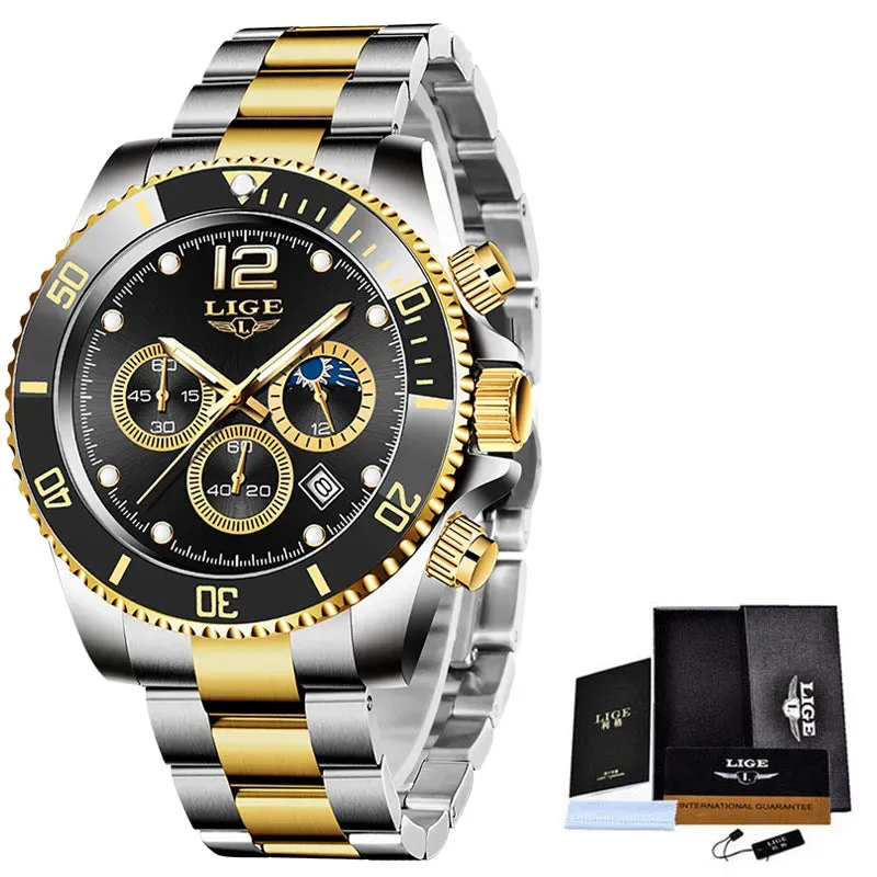 Mens Top Brand Luxury Clock Casual Stainless Steel