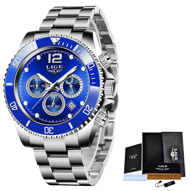 Mens Top Brand Luxury Clock Casual Stainless Steel