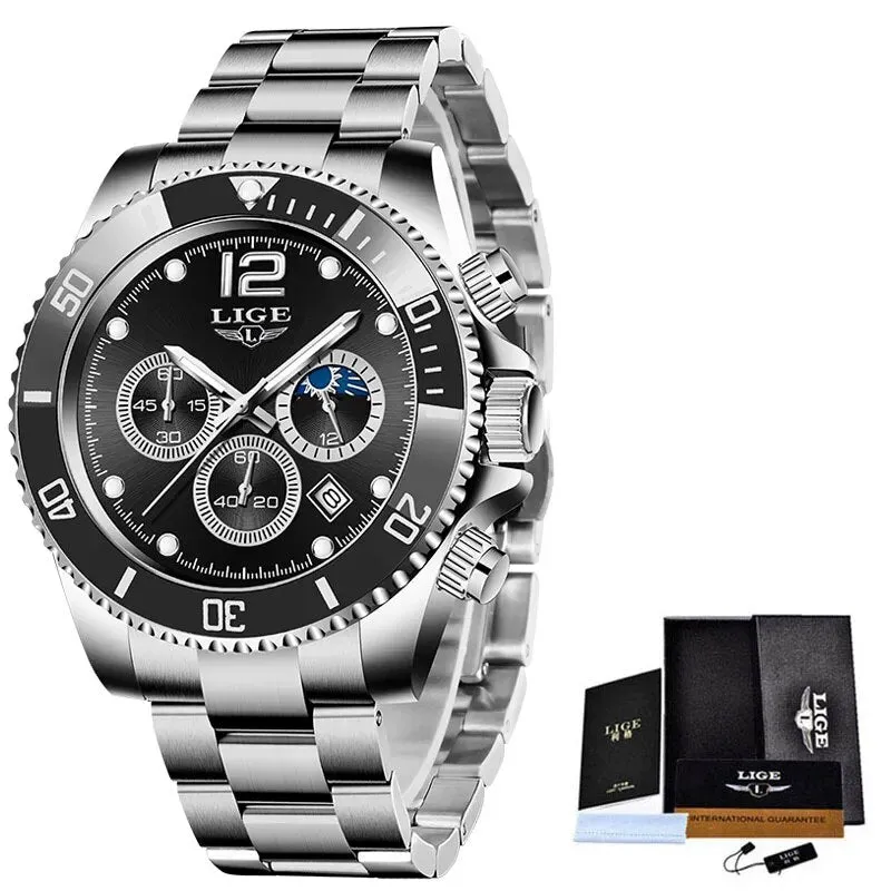 Mens Top Brand Luxury Clock Casual Stainless Steel