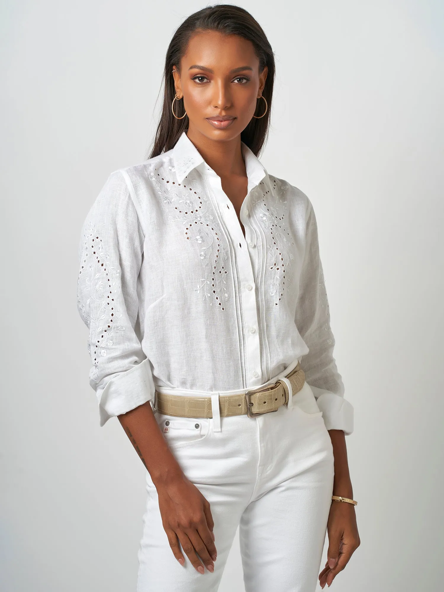 Miranda Cutwork Embroidered Linen Shirt