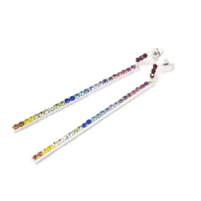 MultiColor Crystal Line Post Earrings