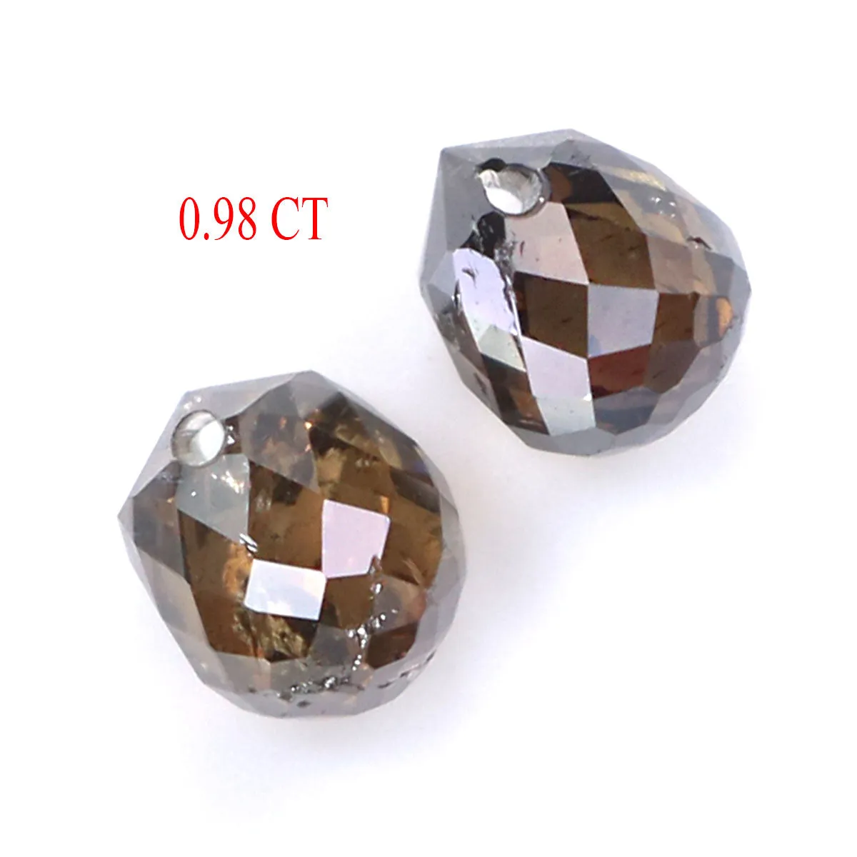 Natural Loose briolette Brown Color Diamond 0.98 CT 4.30 MM Drop Shape Rose Cut Diamond L171