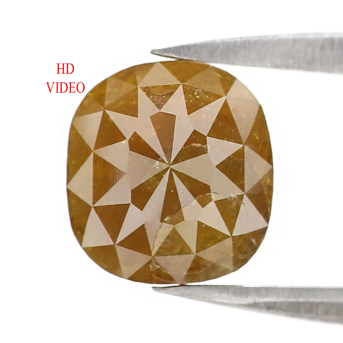 Natural Loose Cushion Diamond Yellow Brown Color 1.55 CT 7.60 MM Cushion Shape Rose Cut Diamond L5351