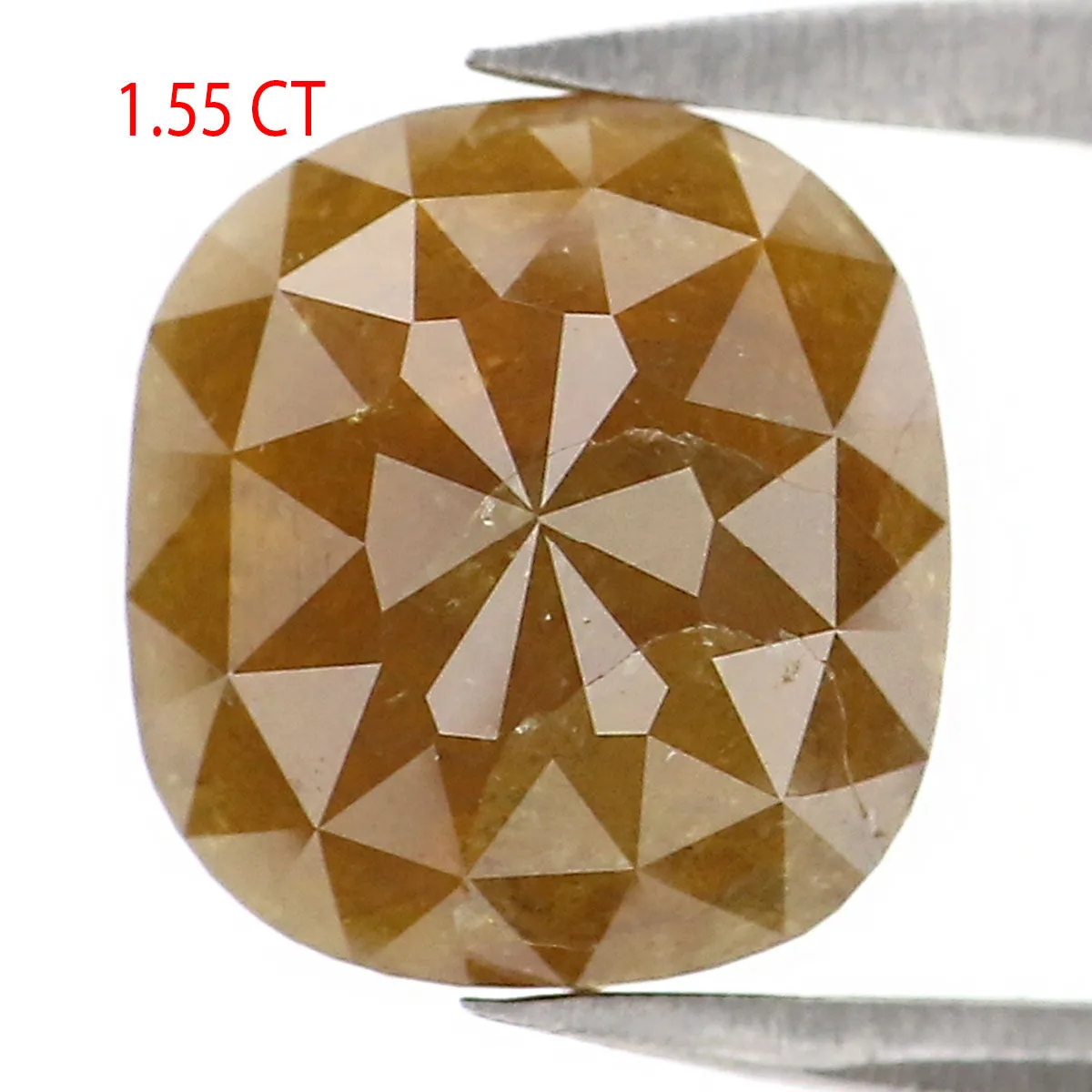 Natural Loose Cushion Diamond Yellow Brown Color 1.55 CT 7.60 MM Cushion Shape Rose Cut Diamond L5351