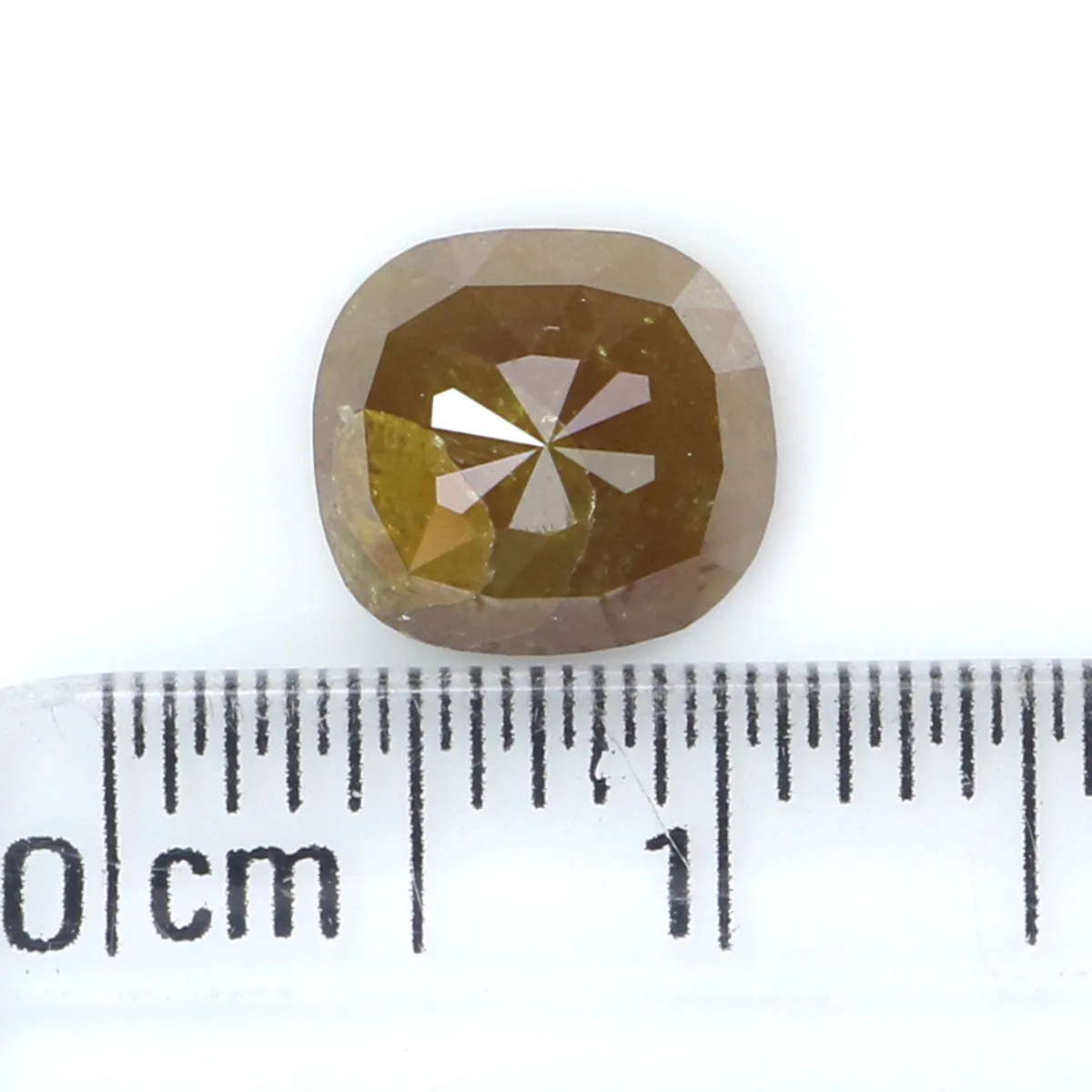 Natural Loose Cushion Diamond Yellow Brown Color 1.55 CT 7.60 MM Cushion Shape Rose Cut Diamond L5351