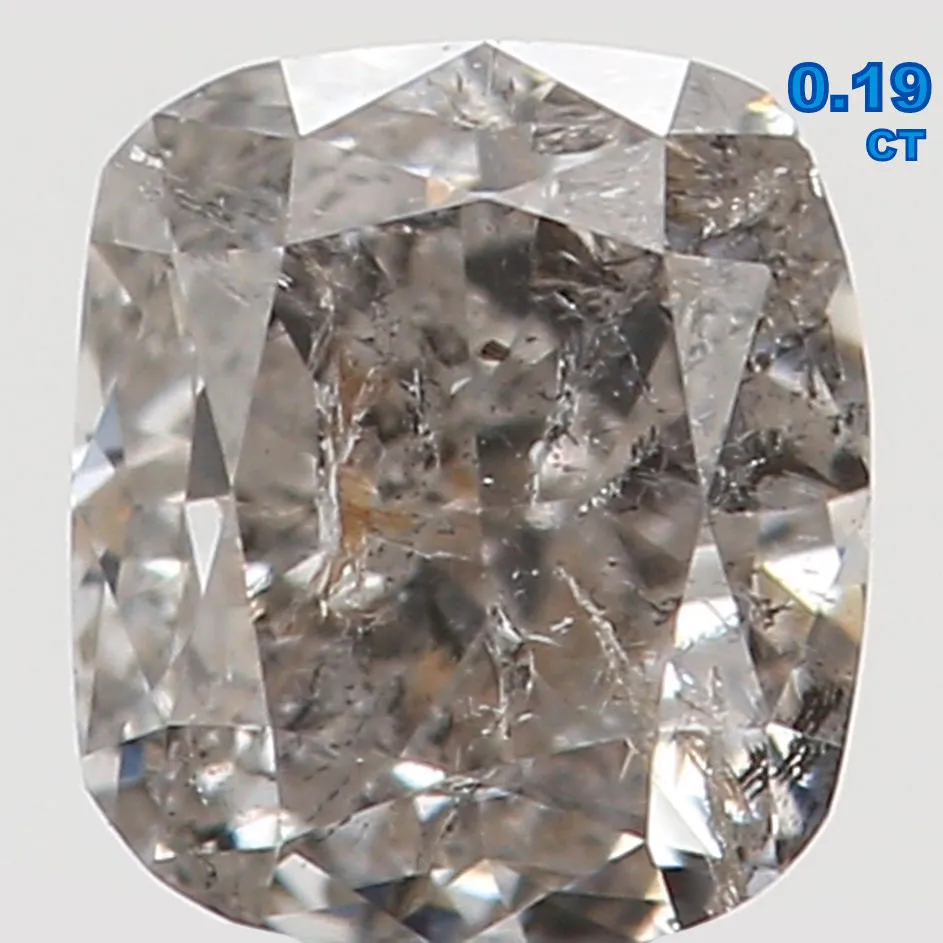 Natural Loose Diamond Cushion Black Gray Salt And Pepper Color I2 Clarity 3.20 MM 0.19 Ct L5614