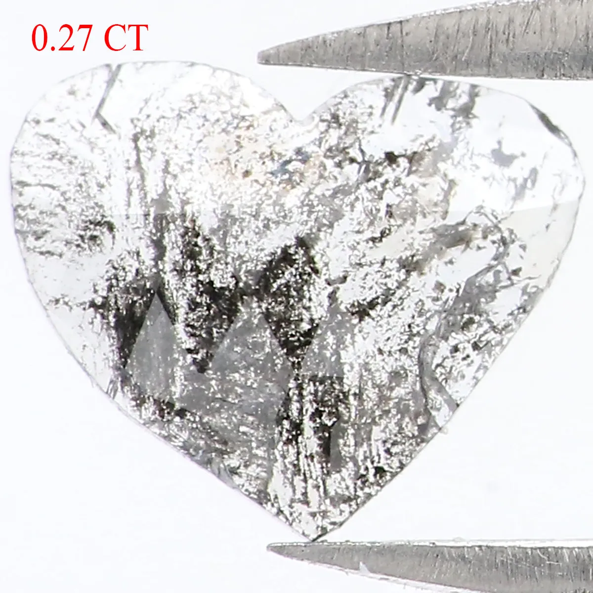 Natural Loose Heart Salt And Papper Diamond Black Grey Color 0.27 CT 5.55 MM Heart Shape Rose Cut L1635