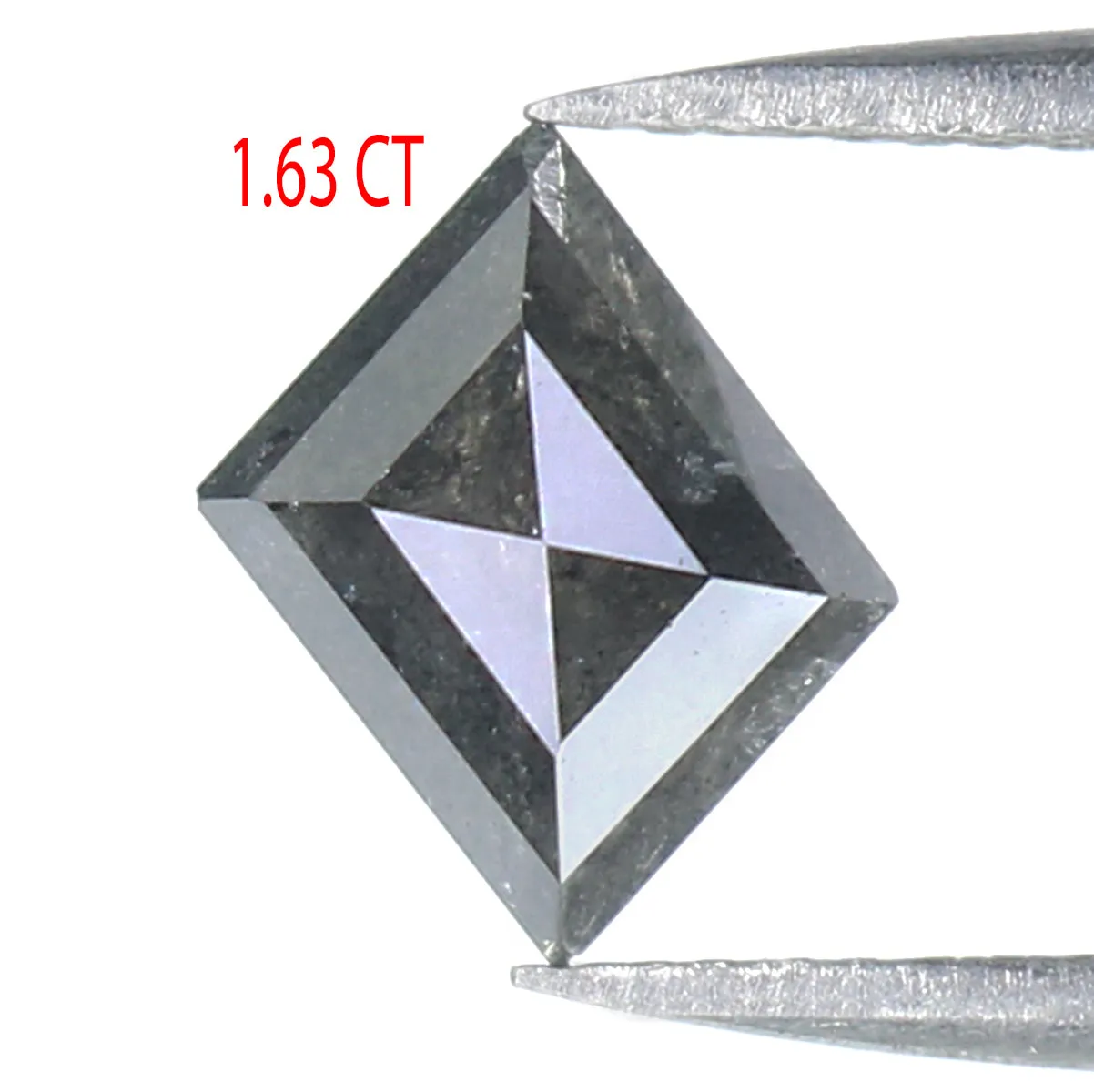 Natural Loose Kite Diamond Black Grey Color 1.63 CT 9.25 MM Kite Shape Rose Cut Diamond L8125