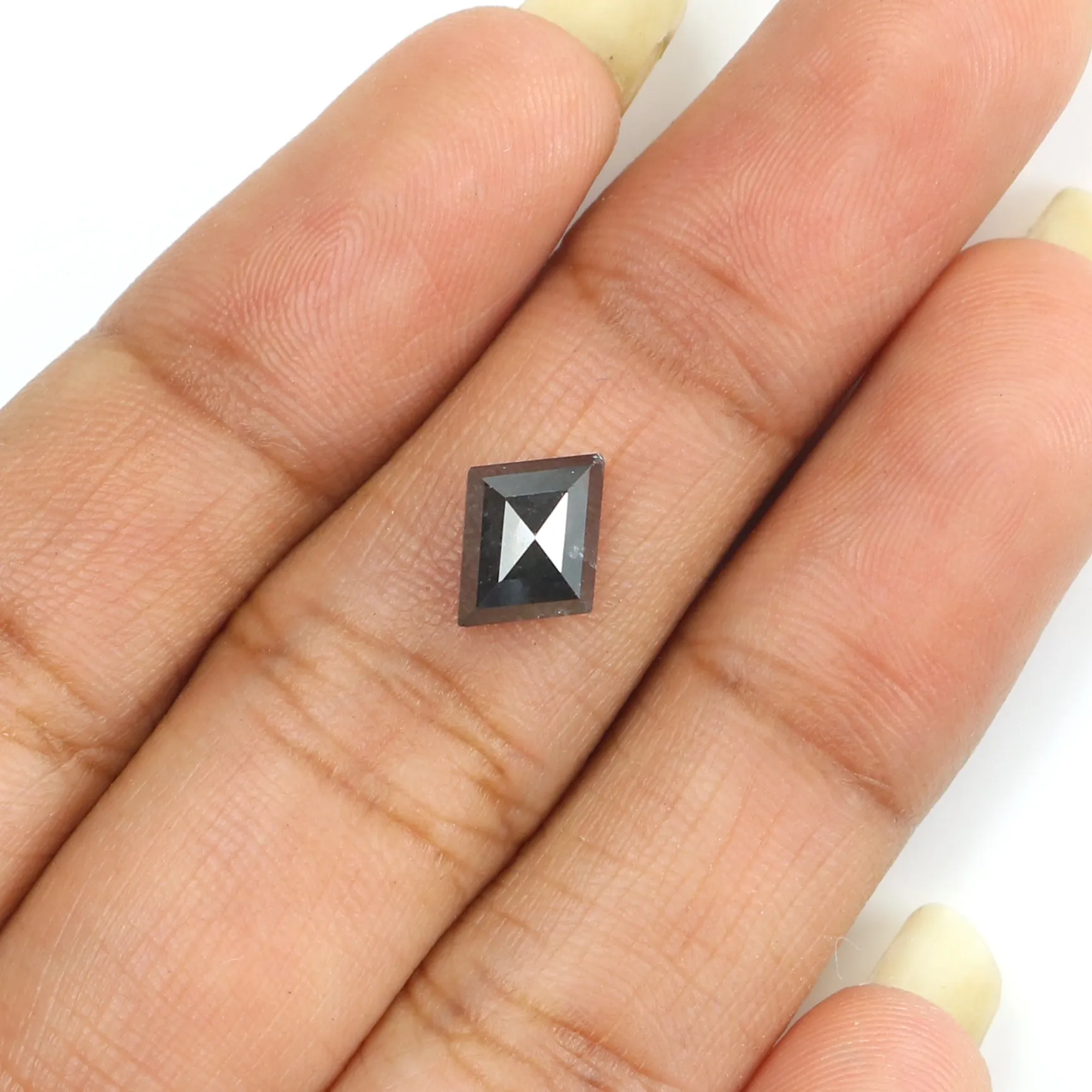 Natural Loose Kite Diamond Black Grey Color 1.63 CT 9.25 MM Kite Shape Rose Cut Diamond L8125