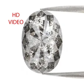 Natural Loose Oval Salt And Pepper Black Grey Color Diamond 4.30 CT 12.72 MM Oval Shape Rose Cut Diamond KDL2429