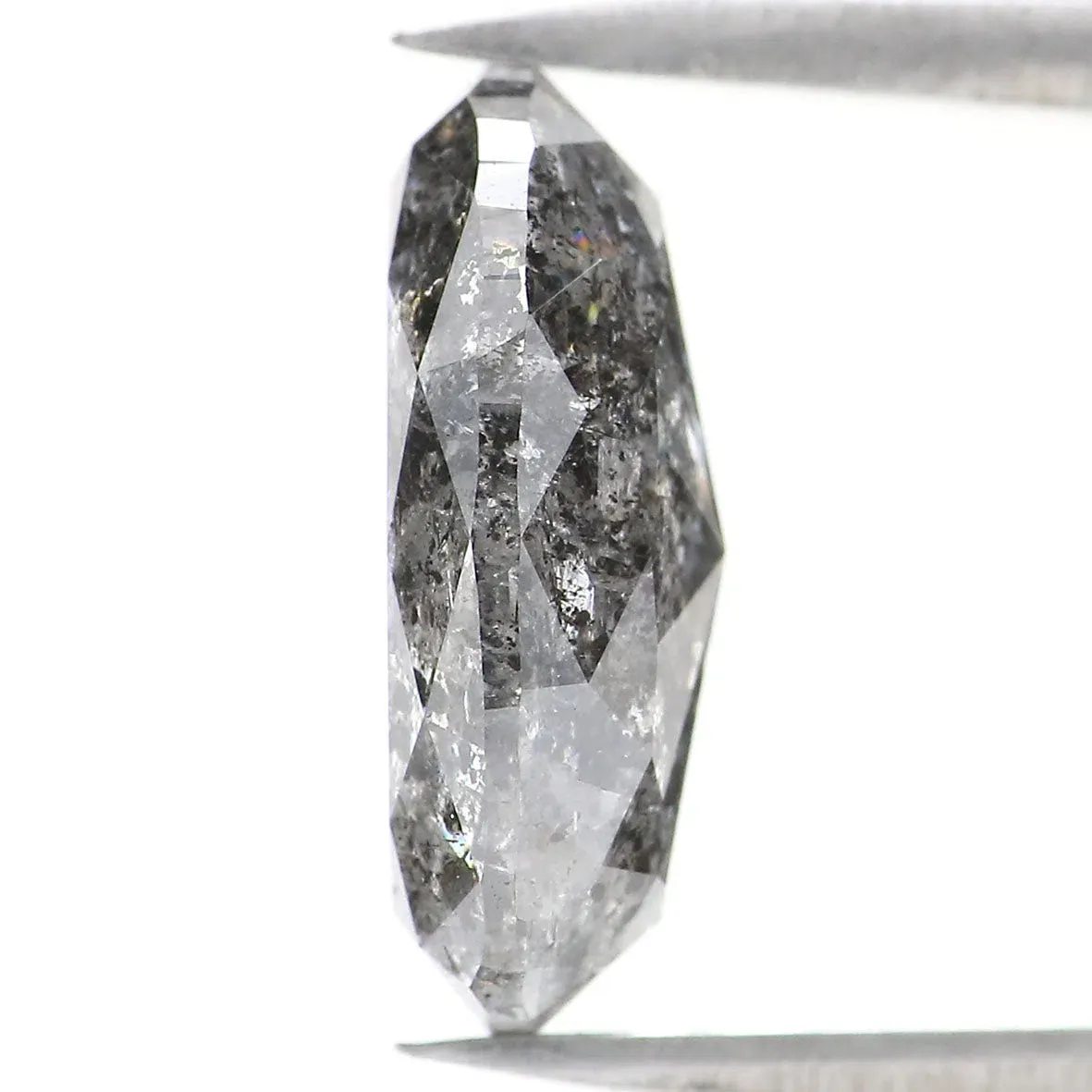 Natural Loose Oval Salt And Pepper Black Grey Color Diamond 4.30 CT 12.72 MM Oval Shape Rose Cut Diamond KDL2429