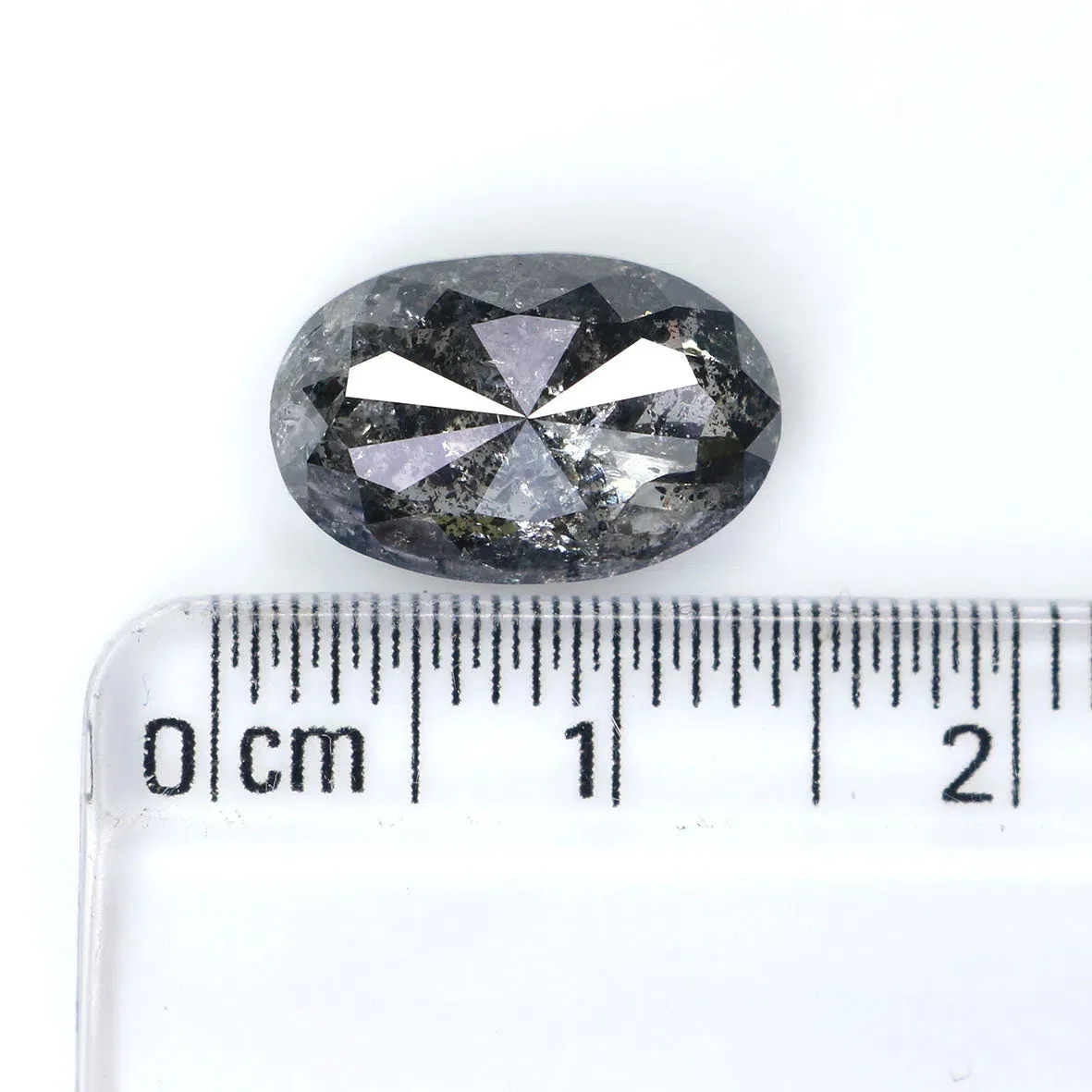 Natural Loose Oval Salt And Pepper Black Grey Color Diamond 4.30 CT 12.72 MM Oval Shape Rose Cut Diamond KDL2429