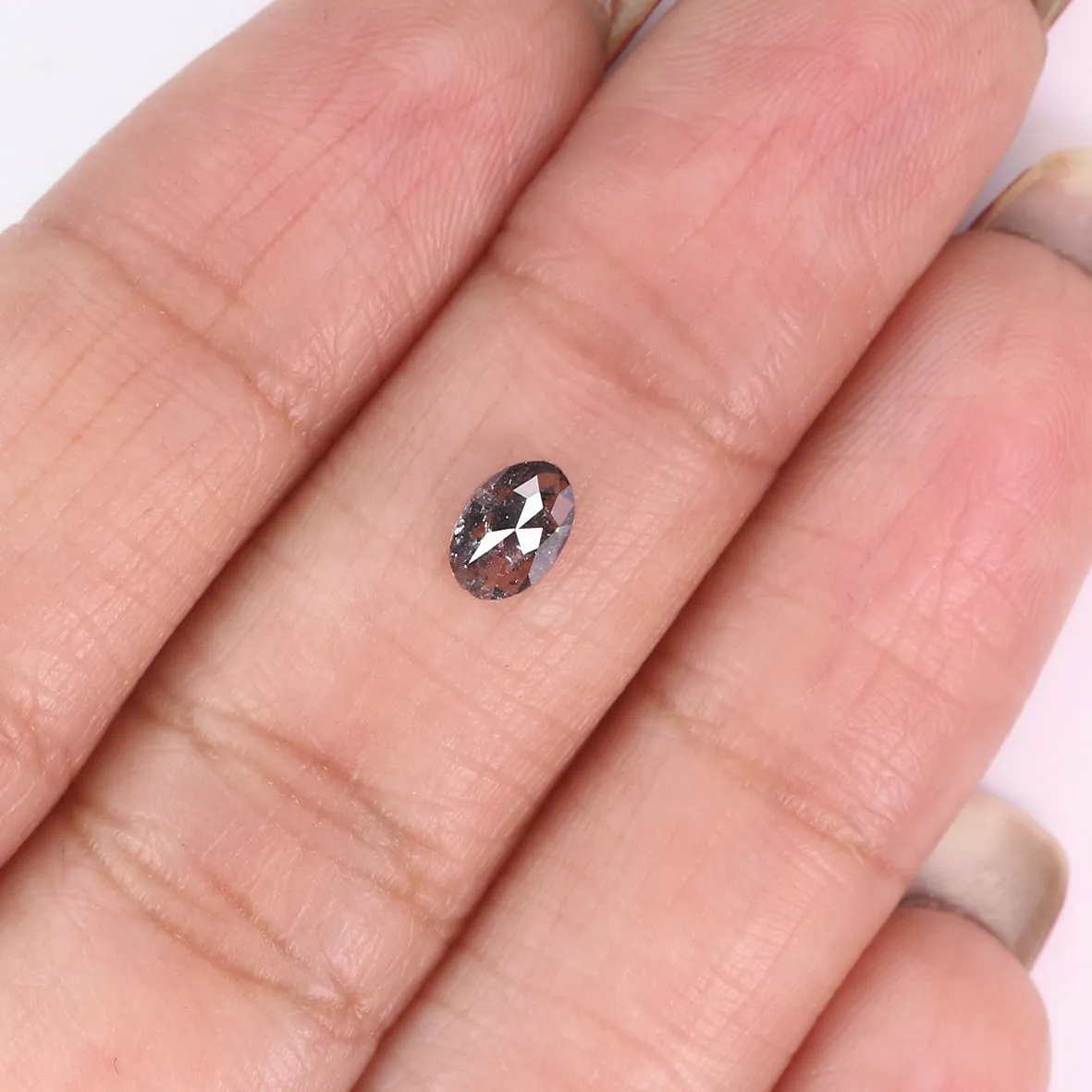 Natural Loose Oval Salt And Pepper Diamond Black Grey Color 0.36 CT 5.60 MM Oval Shape Rose Cut Diamond KR2484