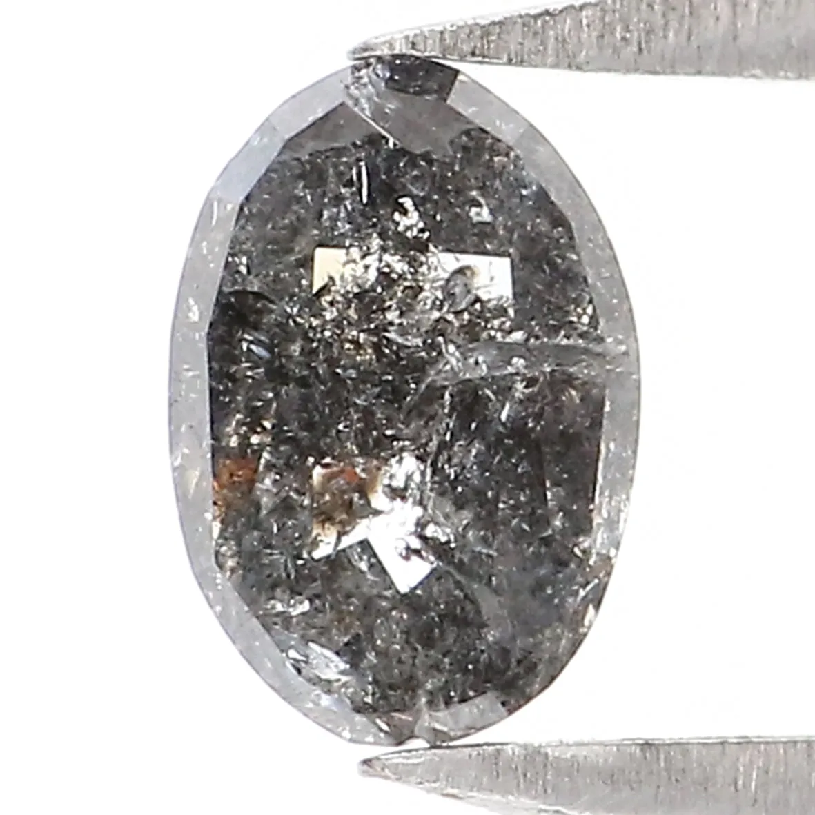 Natural Loose Oval Salt And Pepper Diamond Black Grey Color 0.36 CT 5.60 MM Oval Shape Rose Cut Diamond KR2484