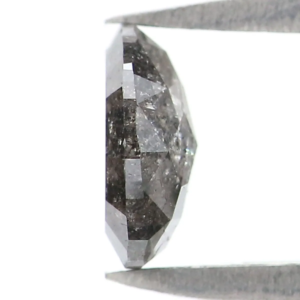 Natural Loose Oval Salt And Pepper Diamond Black Grey Color 0.37 CT 5.34 MM Oval Shape Rose Cut Diamond KR2584