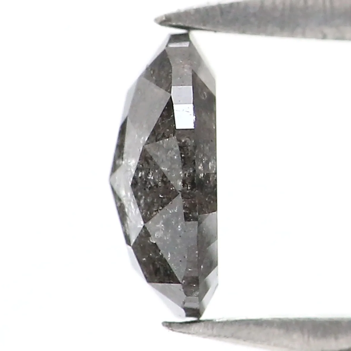 Natural Loose Oval Salt And Pepper Diamond Black Grey Color 0.37 CT 5.34 MM Oval Shape Rose Cut Diamond KR2584