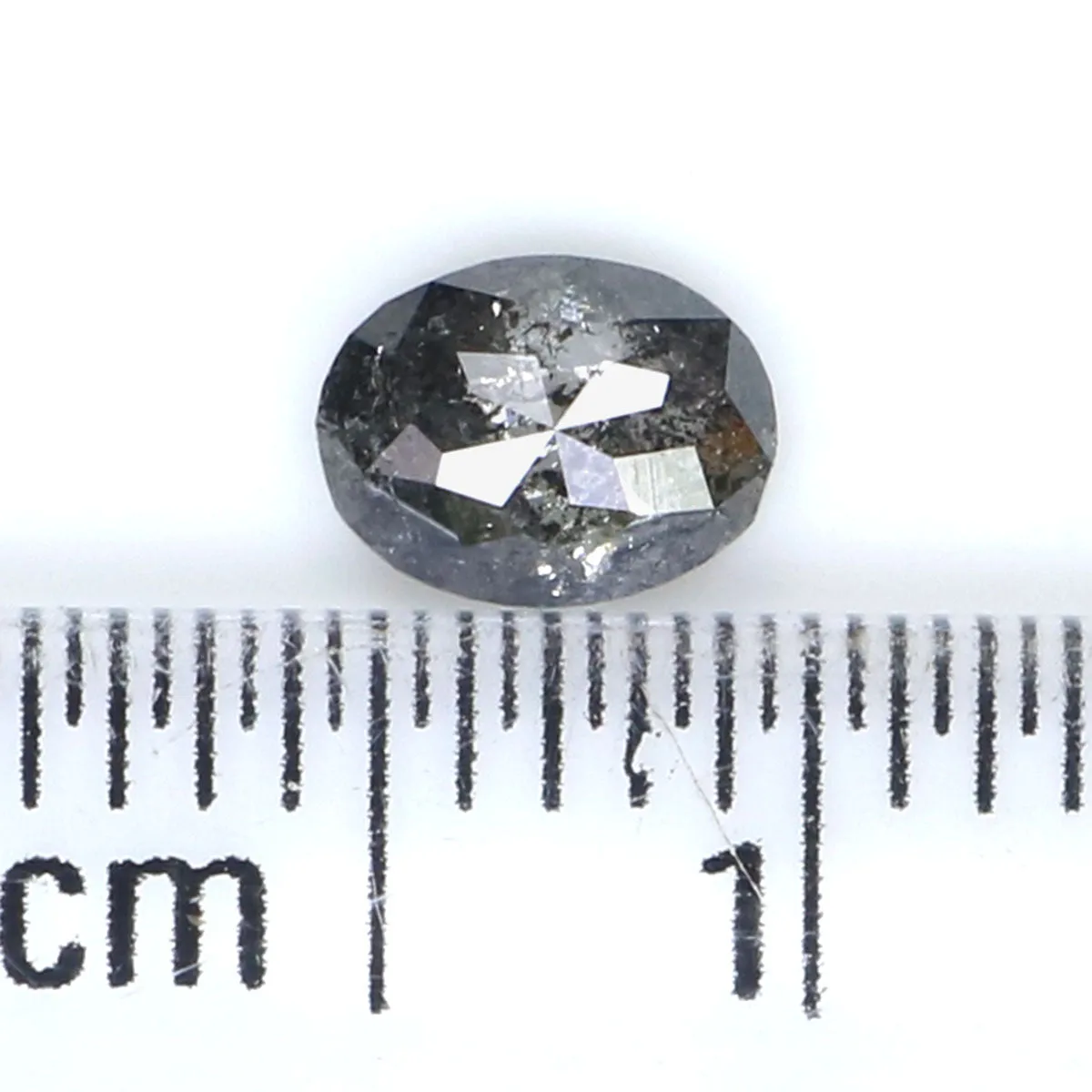 Natural Loose Oval Salt And Pepper Diamond Black Grey Color 0.37 CT 5.34 MM Oval Shape Rose Cut Diamond KR2584