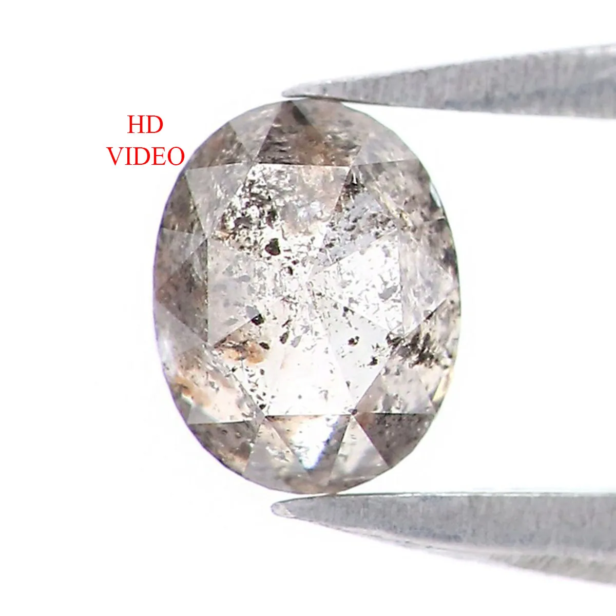 Natural Loose Oval Salt And Pepper Diamond Black Grey Color 0.41 CT 4.80 MM Oval Shape Rose Cut Diamond L8820