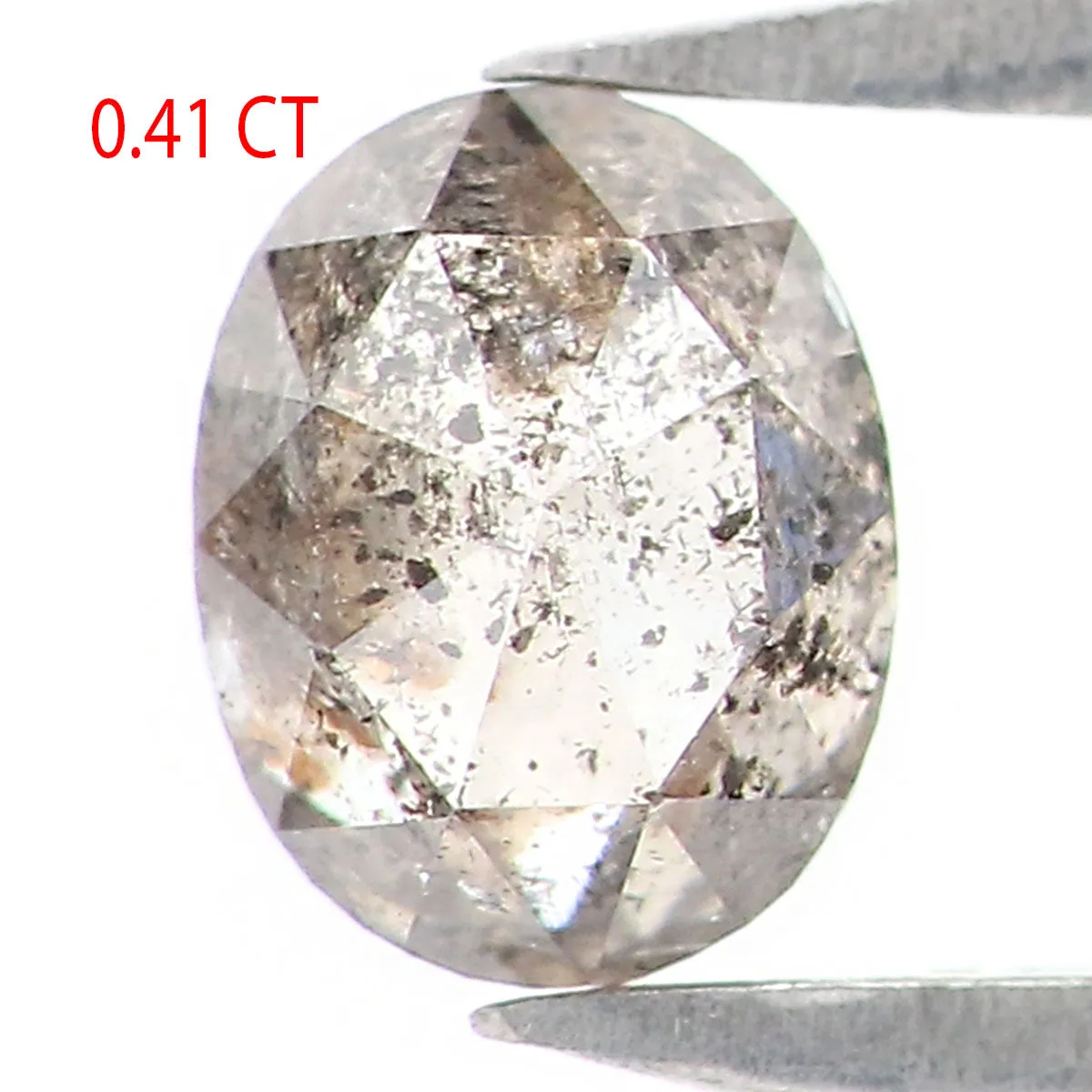 Natural Loose Oval Salt And Pepper Diamond Black Grey Color 0.41 CT 4.80 MM Oval Shape Rose Cut Diamond L8820