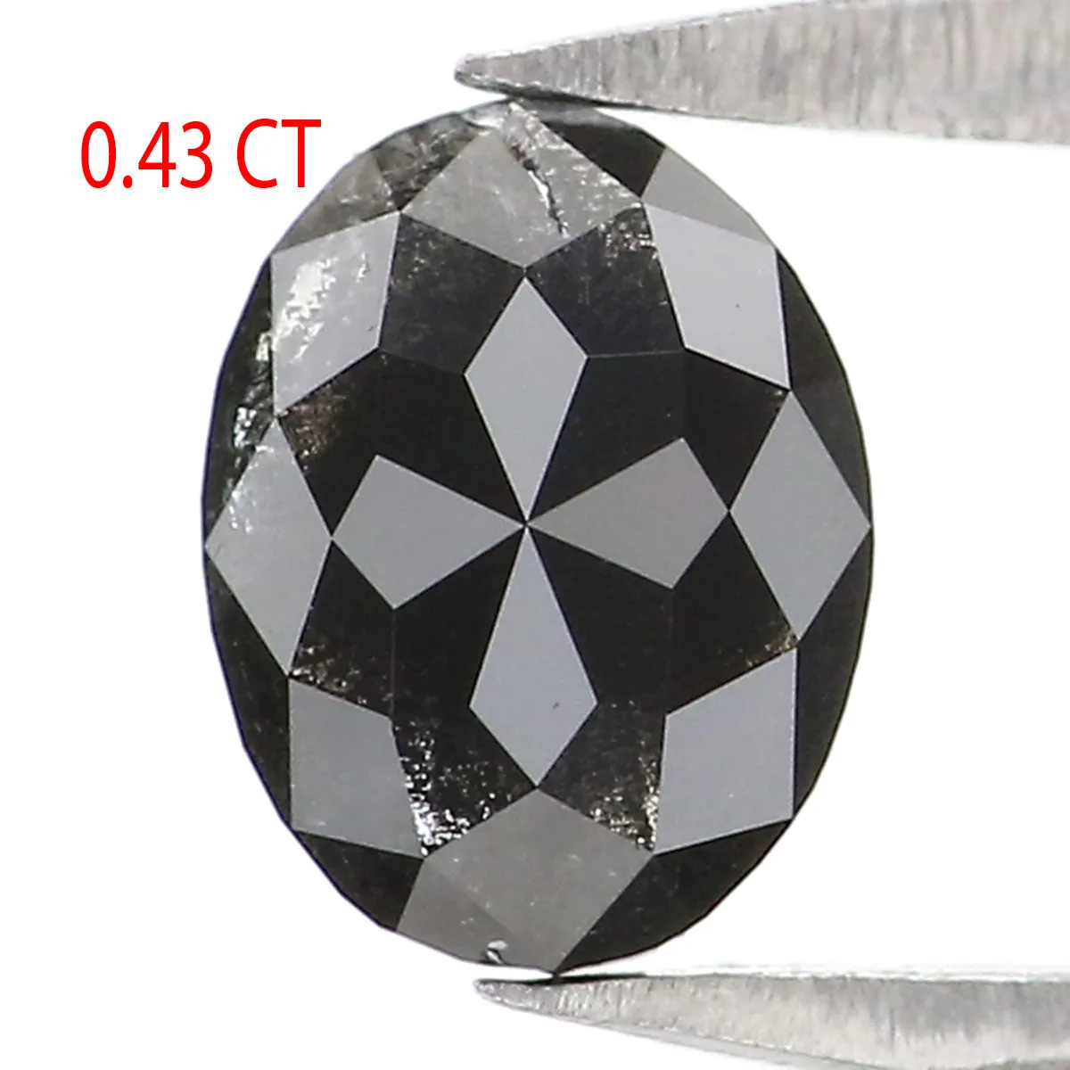 Natural Loose Oval Salt And Pepper Diamond Black Grey Color 0.43 CT 5.64 MM Oval Shape Rose Cut Diamond KR2582