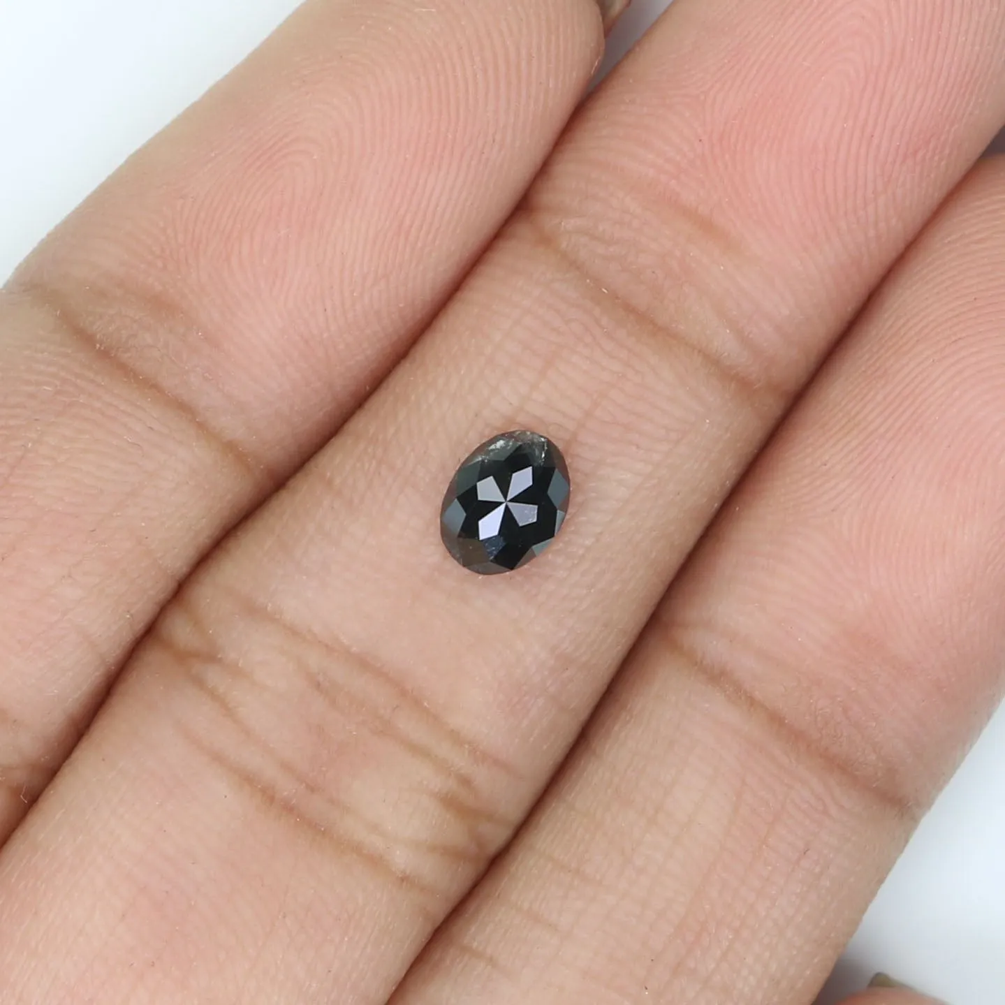 Natural Loose Oval Salt And Pepper Diamond Black Grey Color 0.43 CT 5.64 MM Oval Shape Rose Cut Diamond KR2582